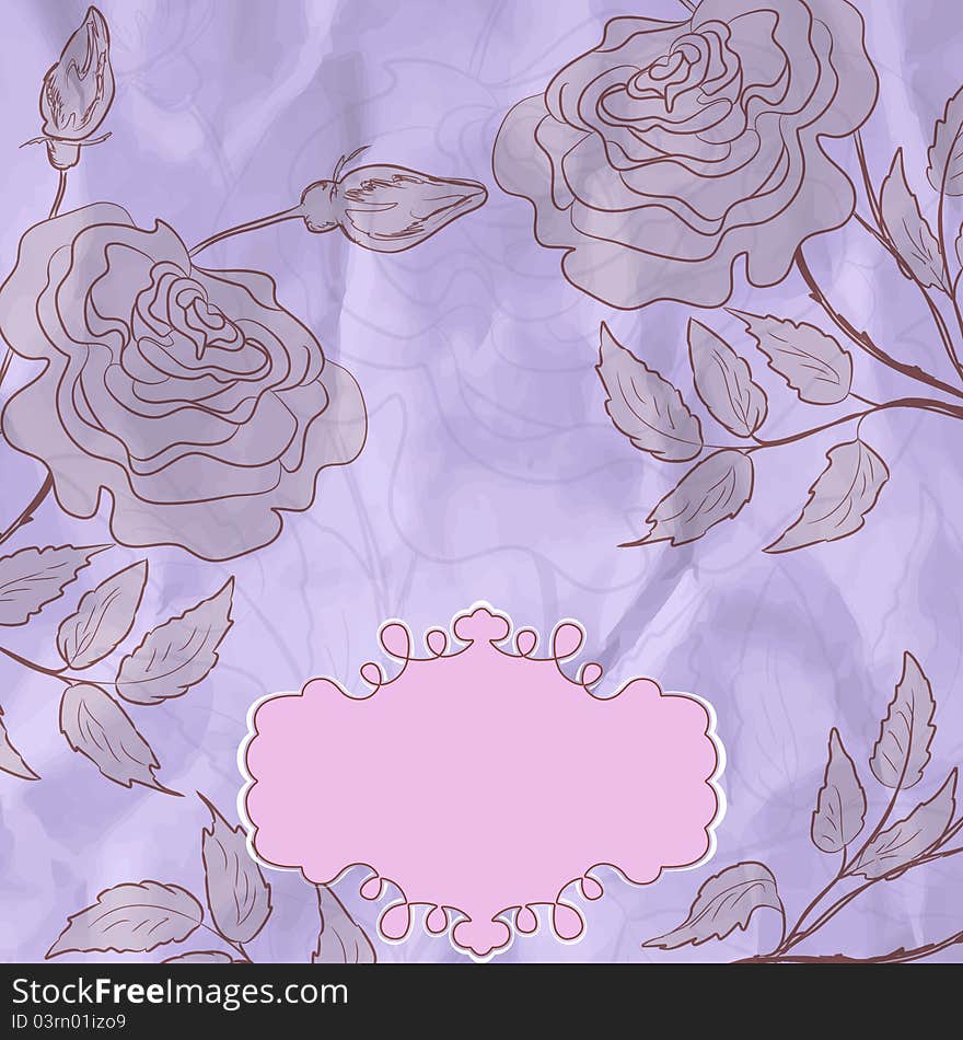 Vintage rose floral card (not auto-traced). EPS 8 vector file included