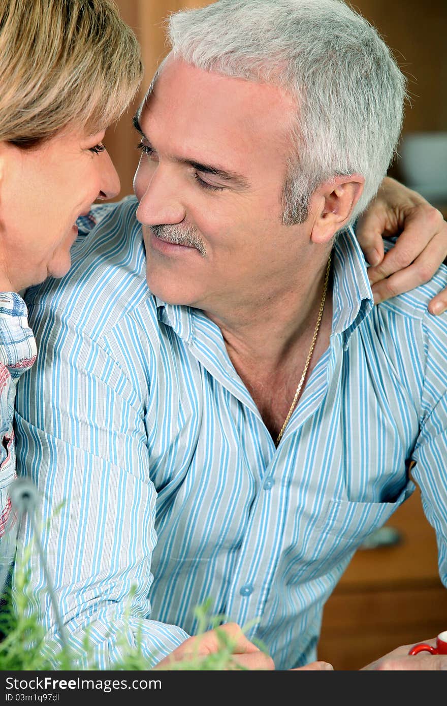 A looking and laughing couple. A looking and laughing couple