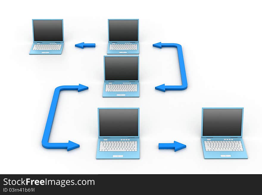 3d illustration of Computer network