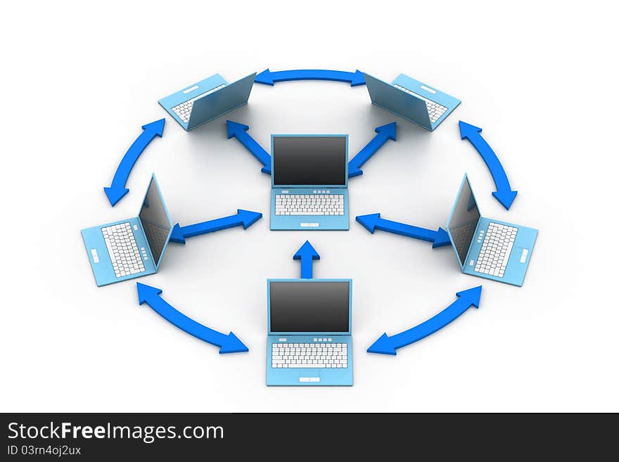 Computer network in white background