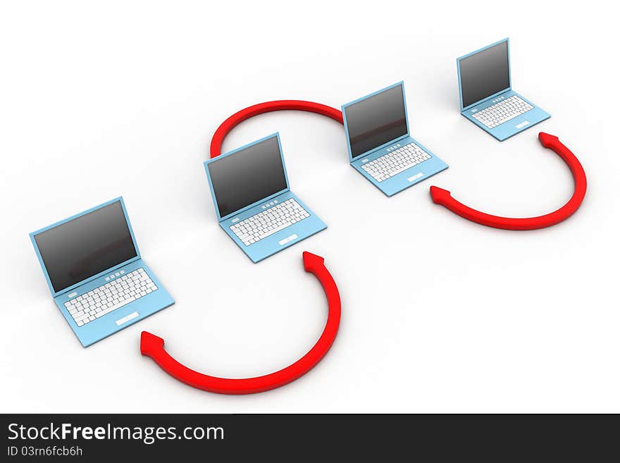 3d illustration of Computer network