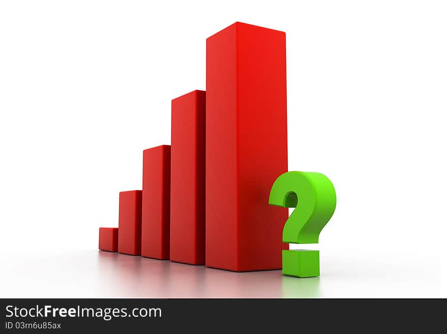 3d illustration of graph with question mark