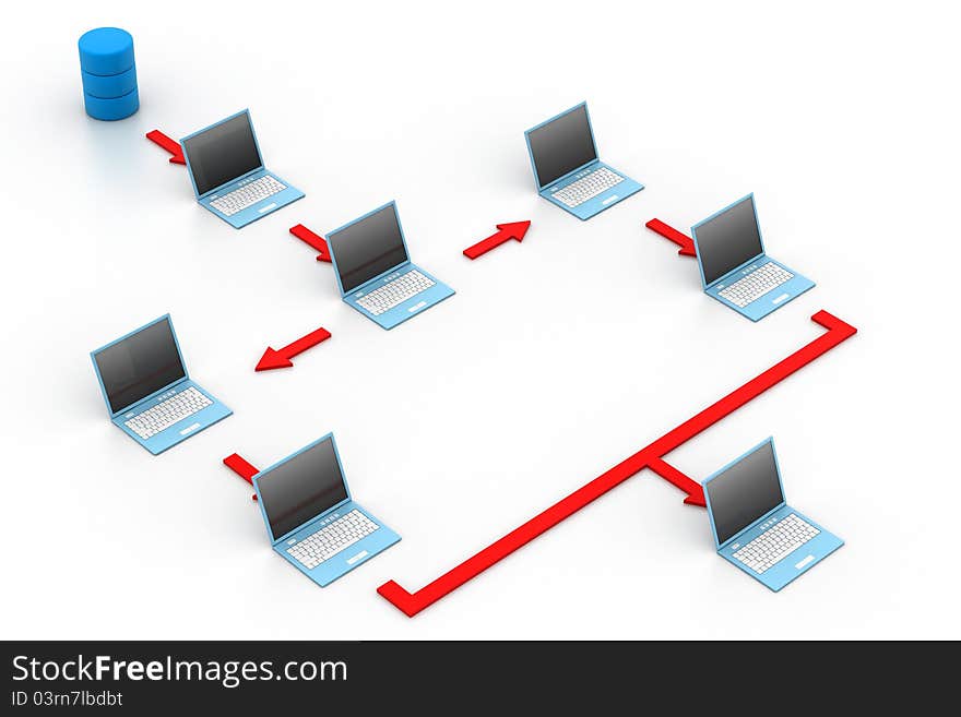 3d illustration of Computer network