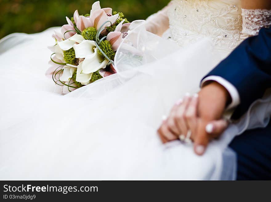 Close up of wedding bouquet