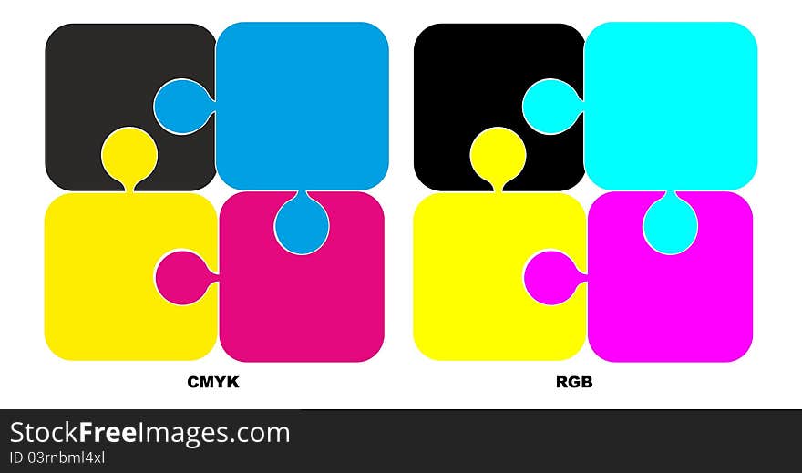 Puzzle with the basic colors of the graphics, cmyk. Puzzle with the basic colors of the graphics, cmyk