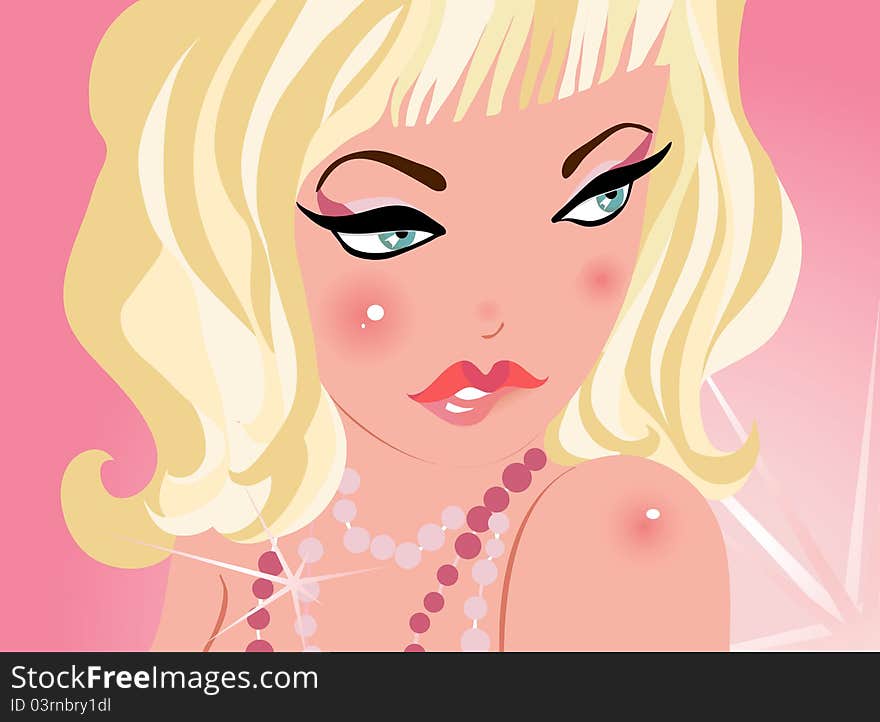 Glamour girl with diamonds. Vector illustration