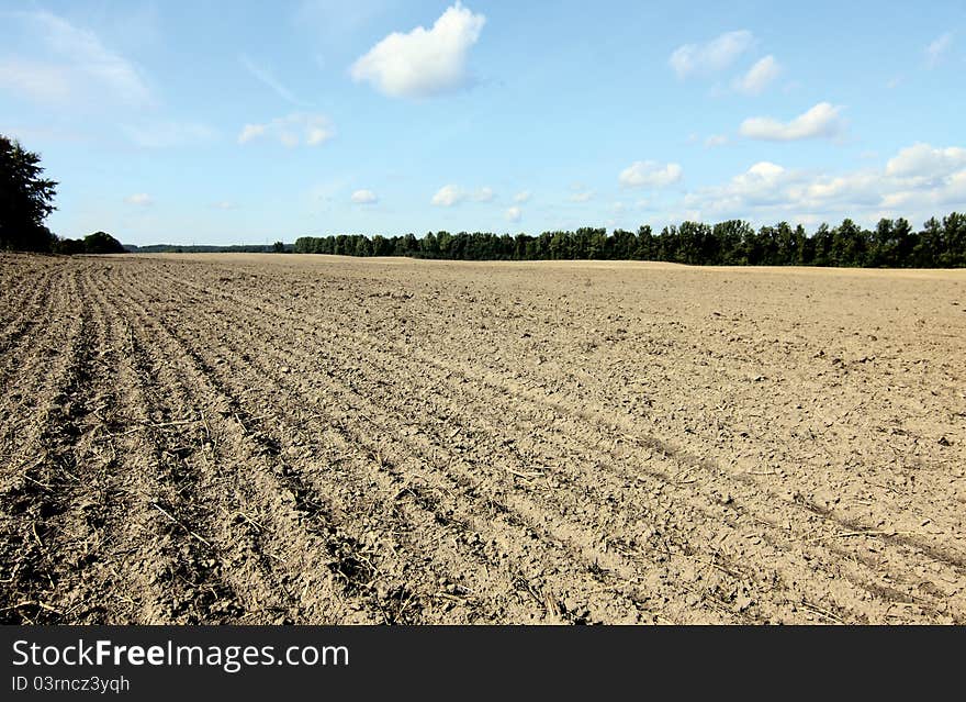 Landscape with and blue sky plowed field in the autumn. Landscape with and blue sky plowed field in the autumn