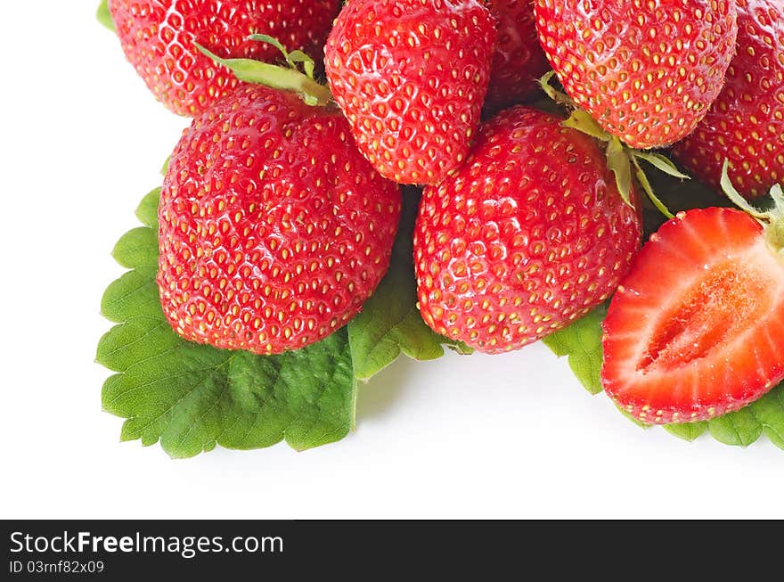 The fresh strawberry on white background