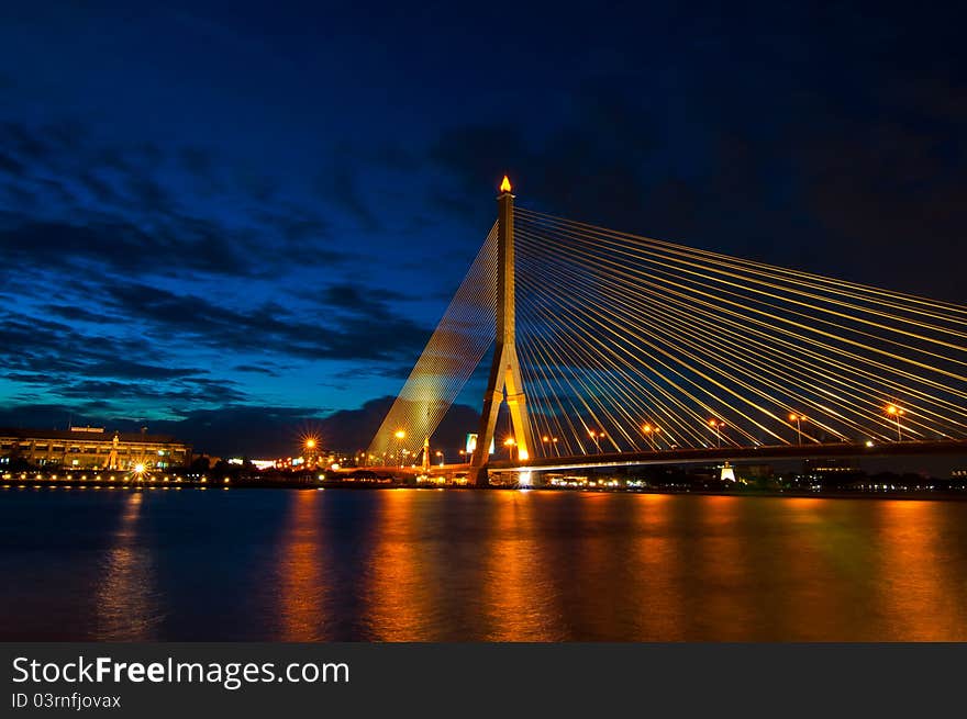 Bangkok Bridge at Night image.