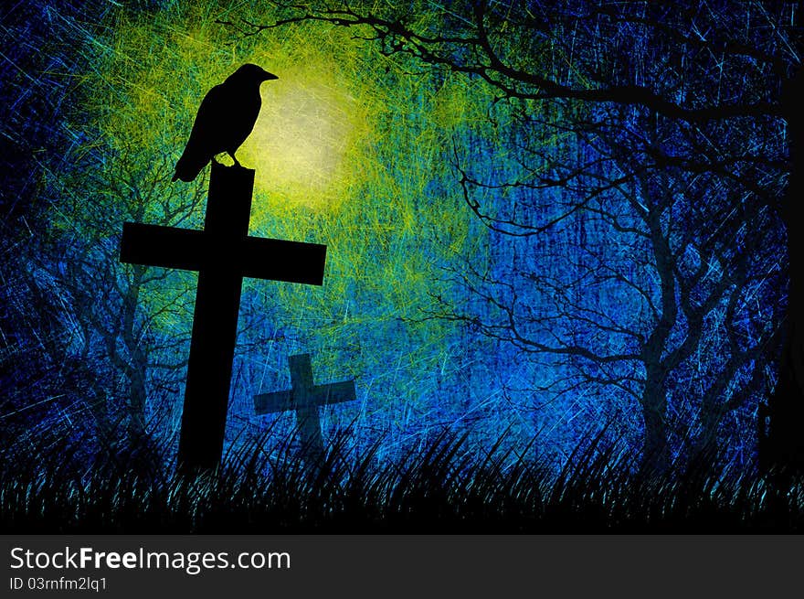 Grunge textured Halloween night background