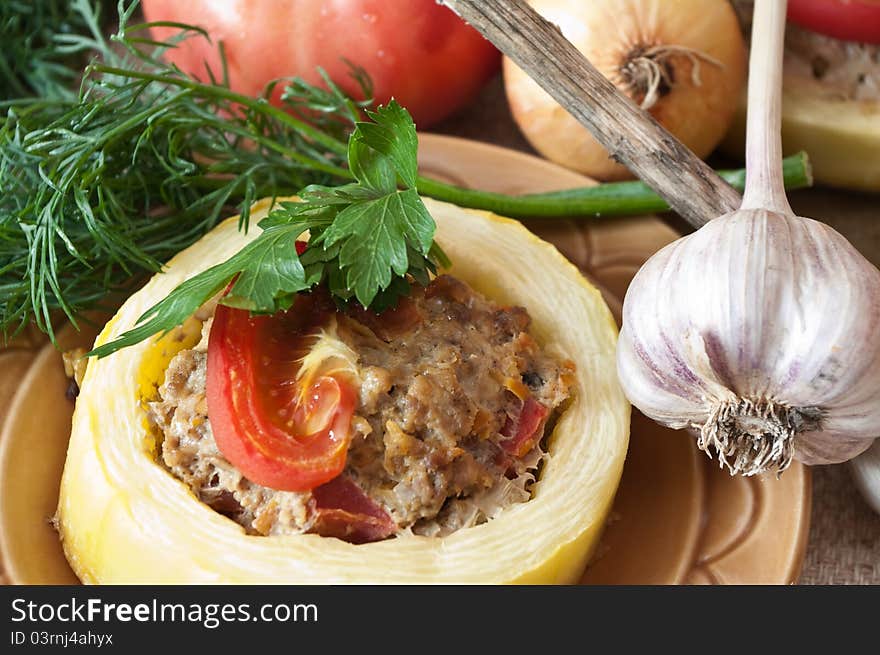 Stuffed a vegetable marrow