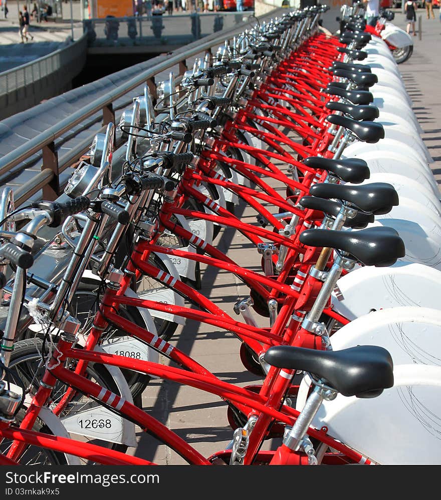 Parking of bicycles for hire. Parking of bicycles for hire