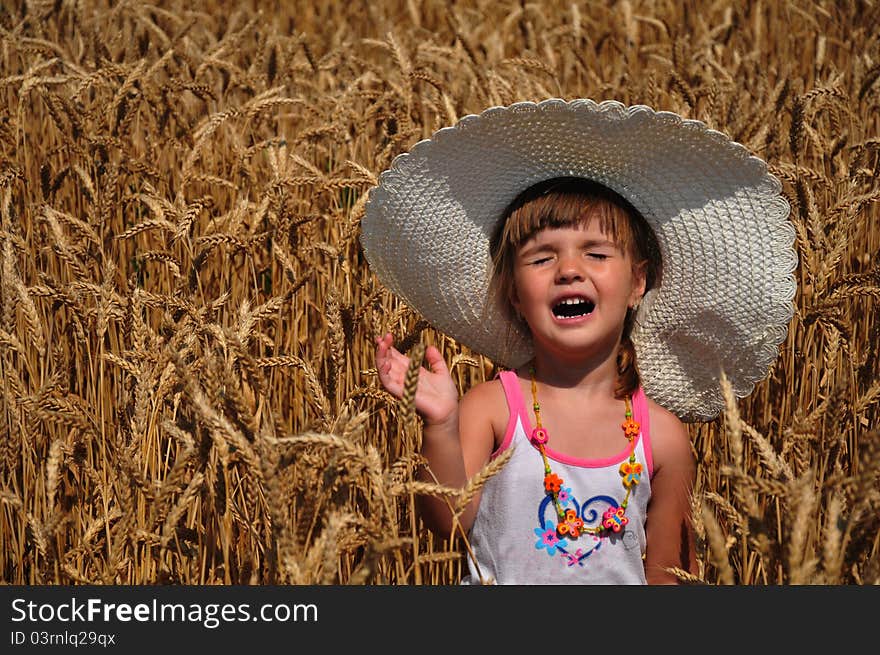 Beautiful girl in a grain field