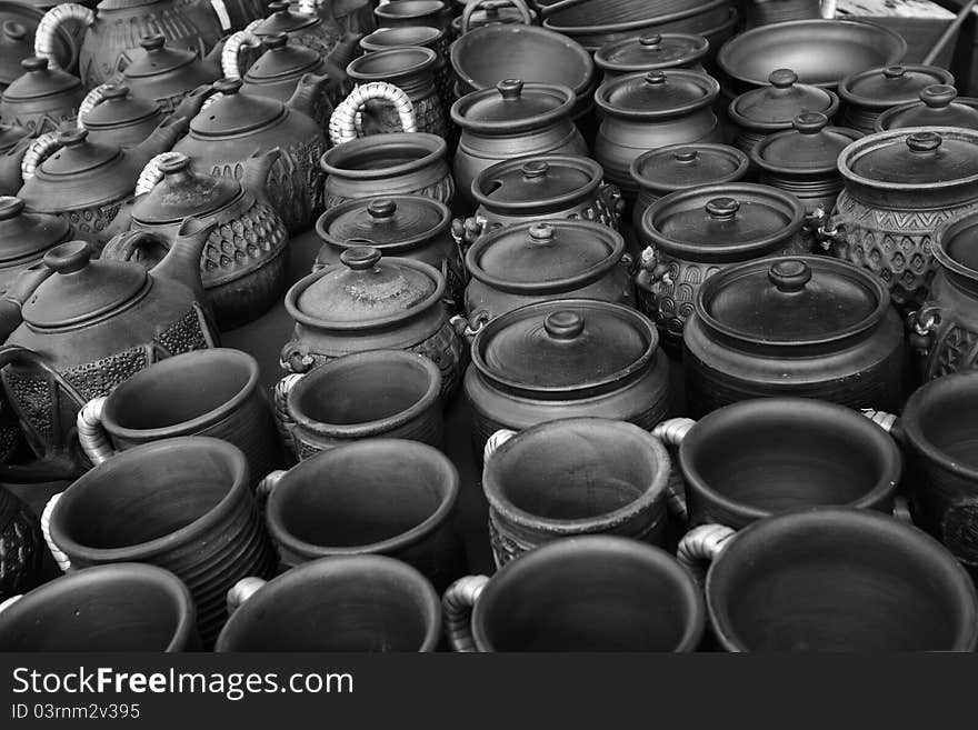 Ware from clay: pots, teapots, mugs