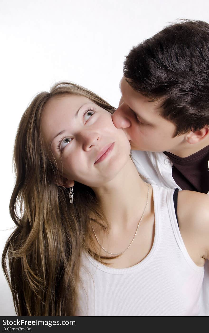 Beautiful young pair on white background