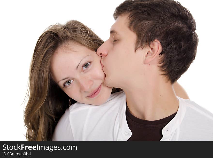 Beautiful young pair on background