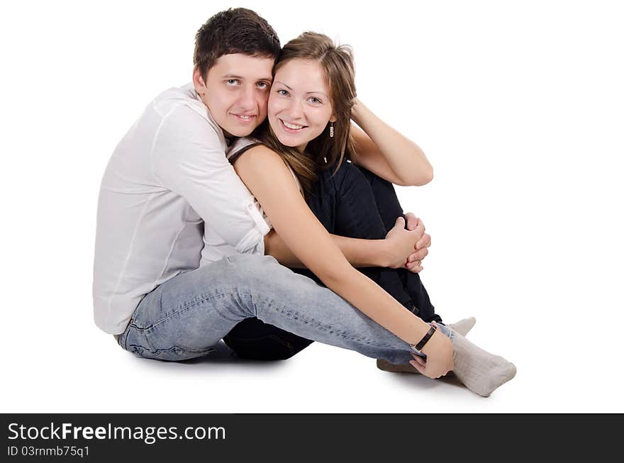 Beautiful young pair on background