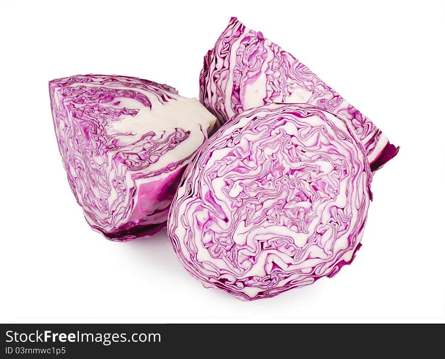 The red cabbage on white background