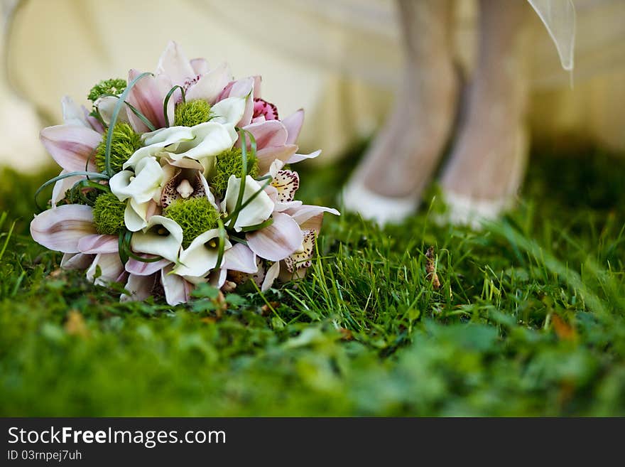 Close up of wedding bouquet