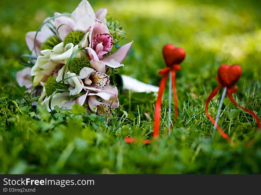 Close up of wedding bouquet