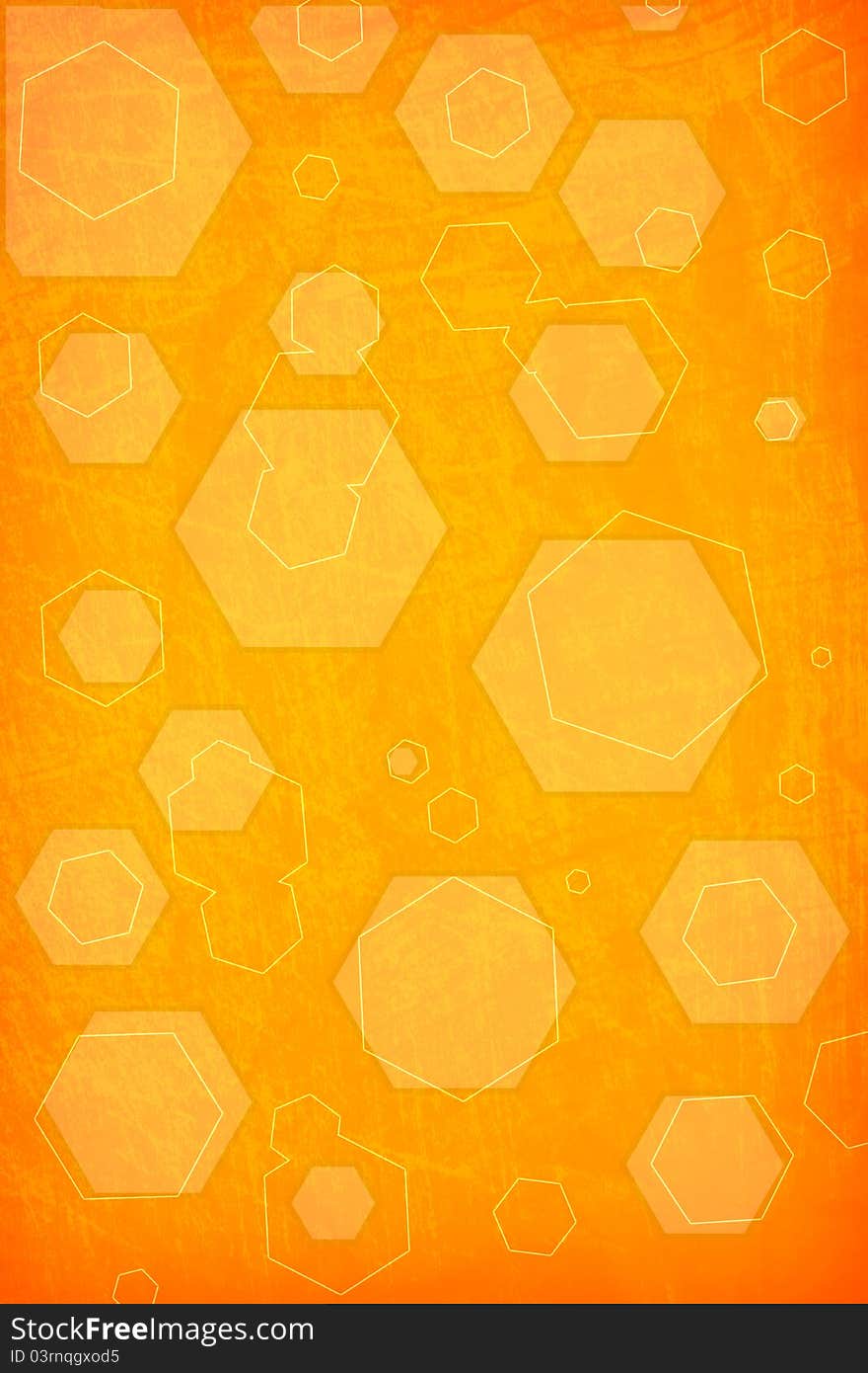 Orange hexagon on a grunge background. Orange hexagon on a grunge background