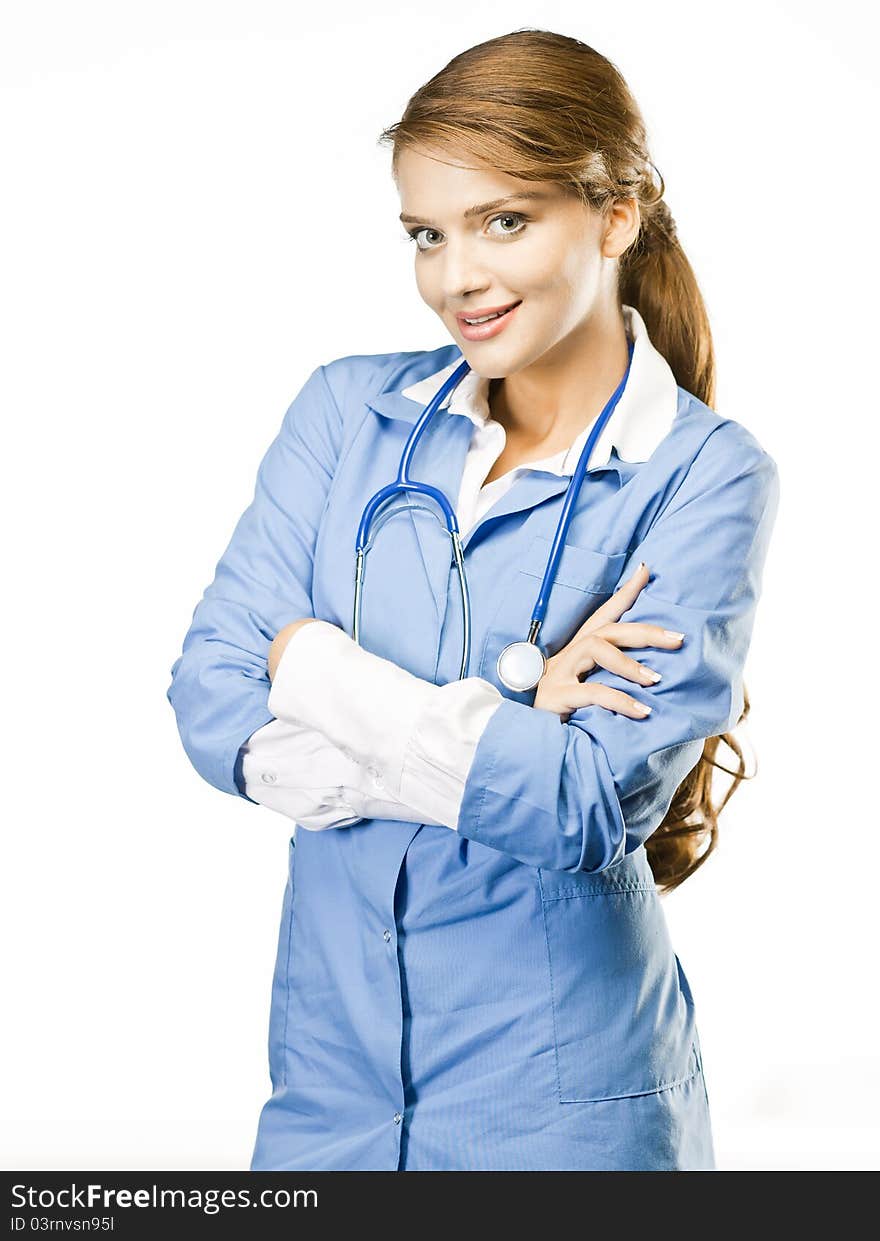 Young Doctor On White Background