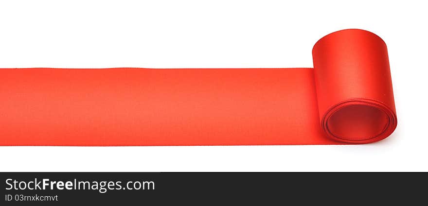 Red ribbon on white background