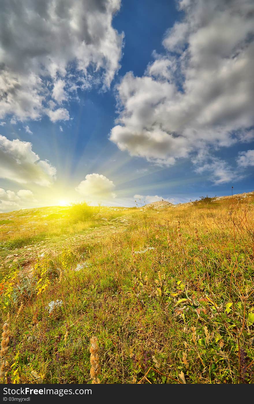 Mountain range. natural composition. sunlight