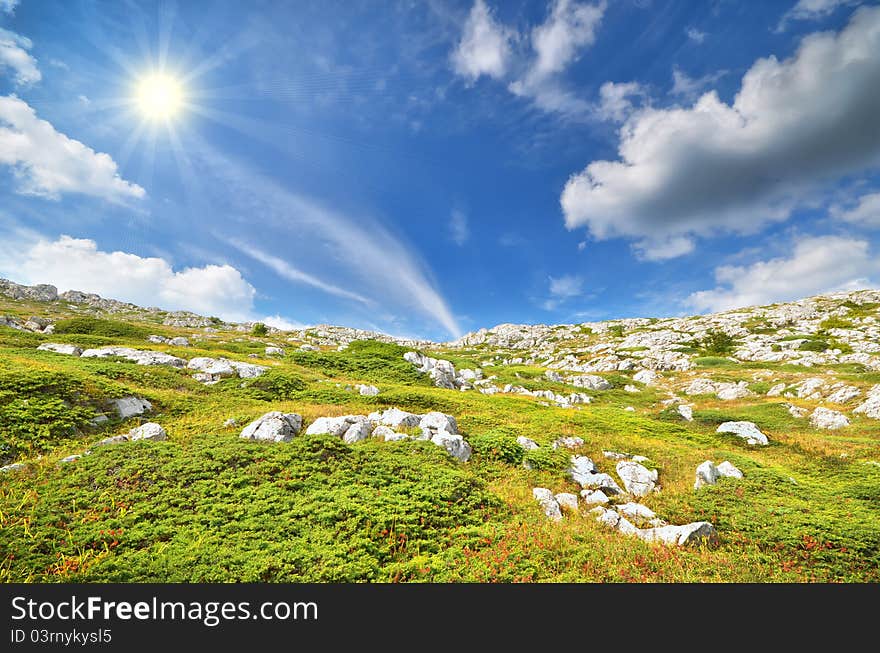 Mountain range. natural composition. sunlight