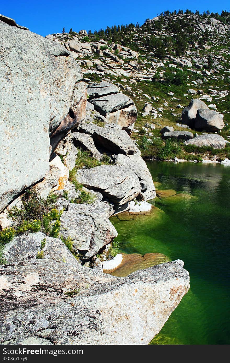 Rocky shore of Lake