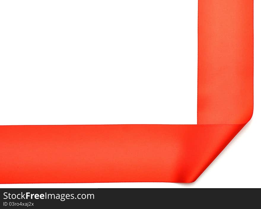 Beautiful red ribbon on white background