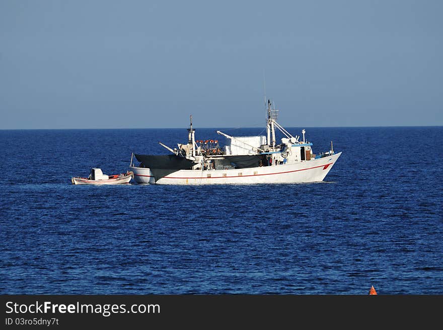 Fishing boat at sea