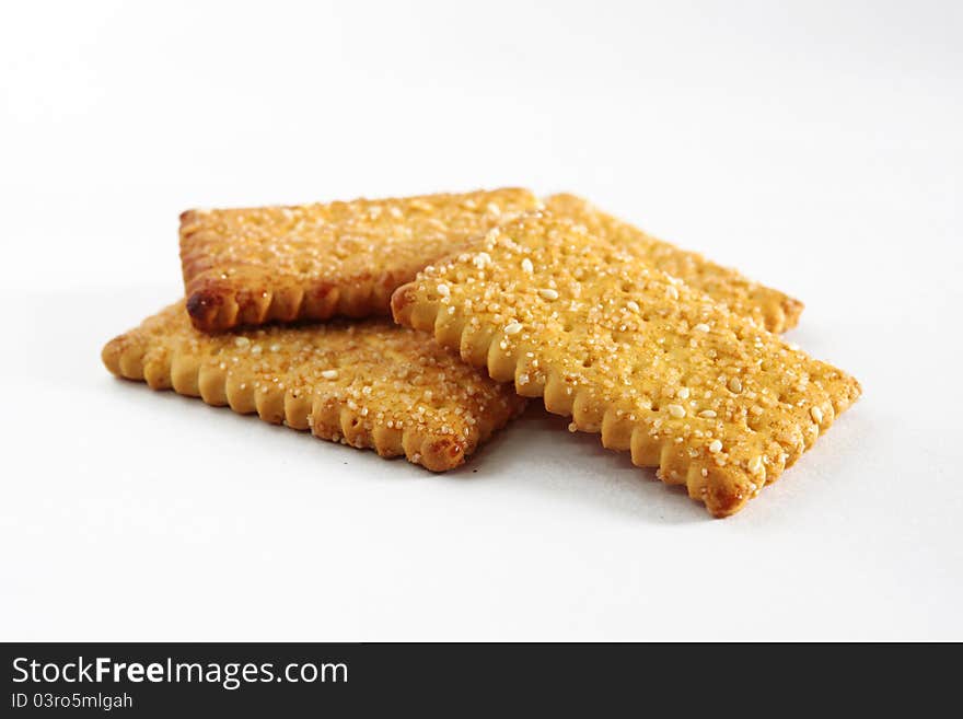 Crackers on white background