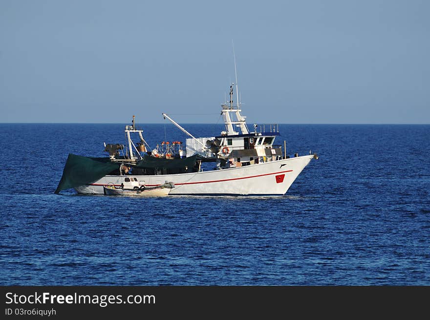 Fishing boat at sea