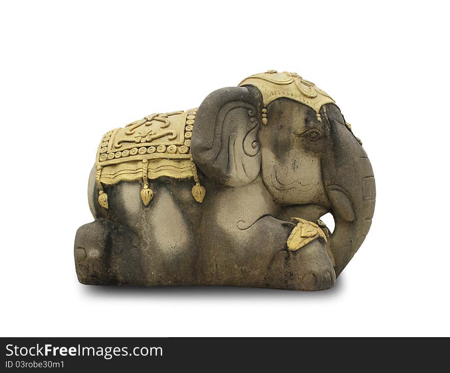 Elephant statue on white background