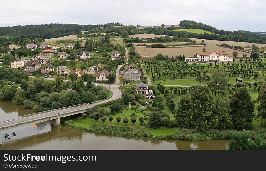 View on Czech town of bird's-eye view