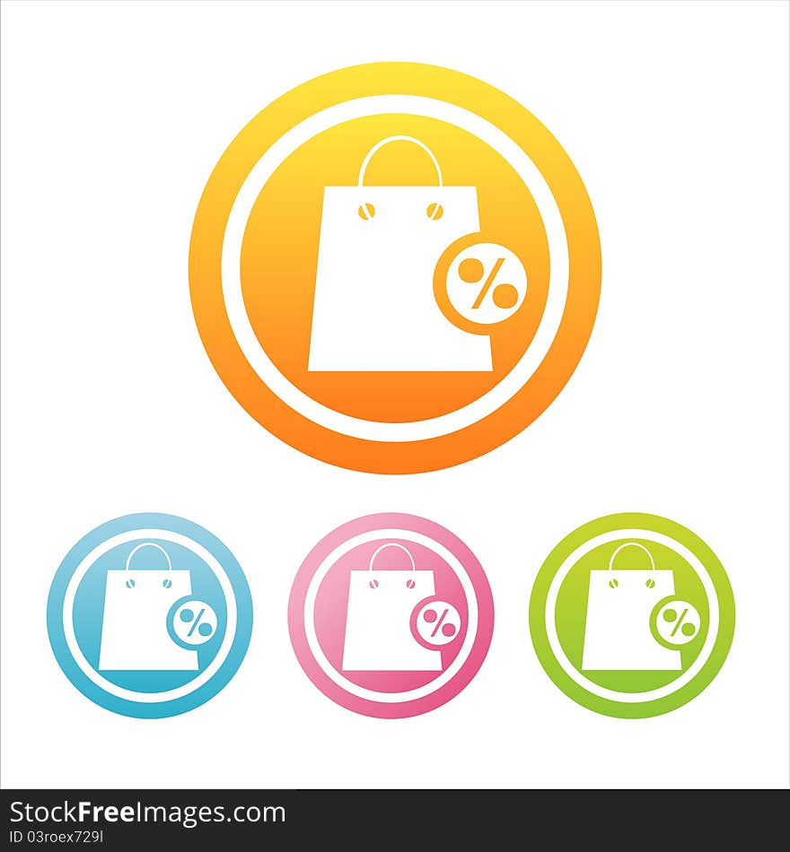 Colorful shopping bags signs