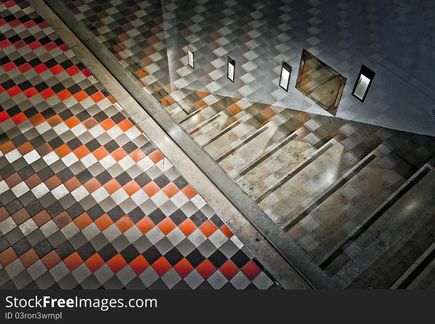 Grungy staircase abstract background composition