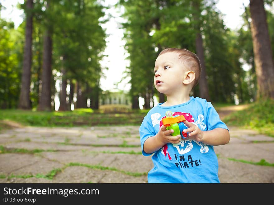 Cute baby in the forest