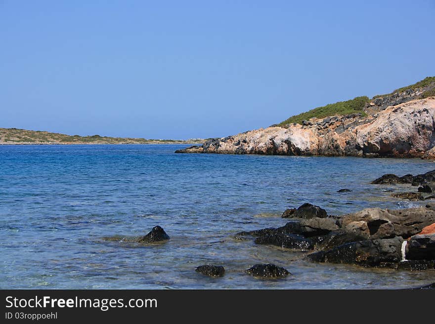 Panorama of Kolokytha Bay and Island from Spinalonga Peninsula