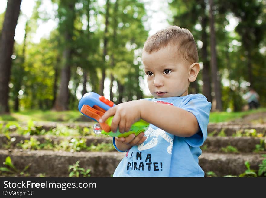 Cute baby in the forest