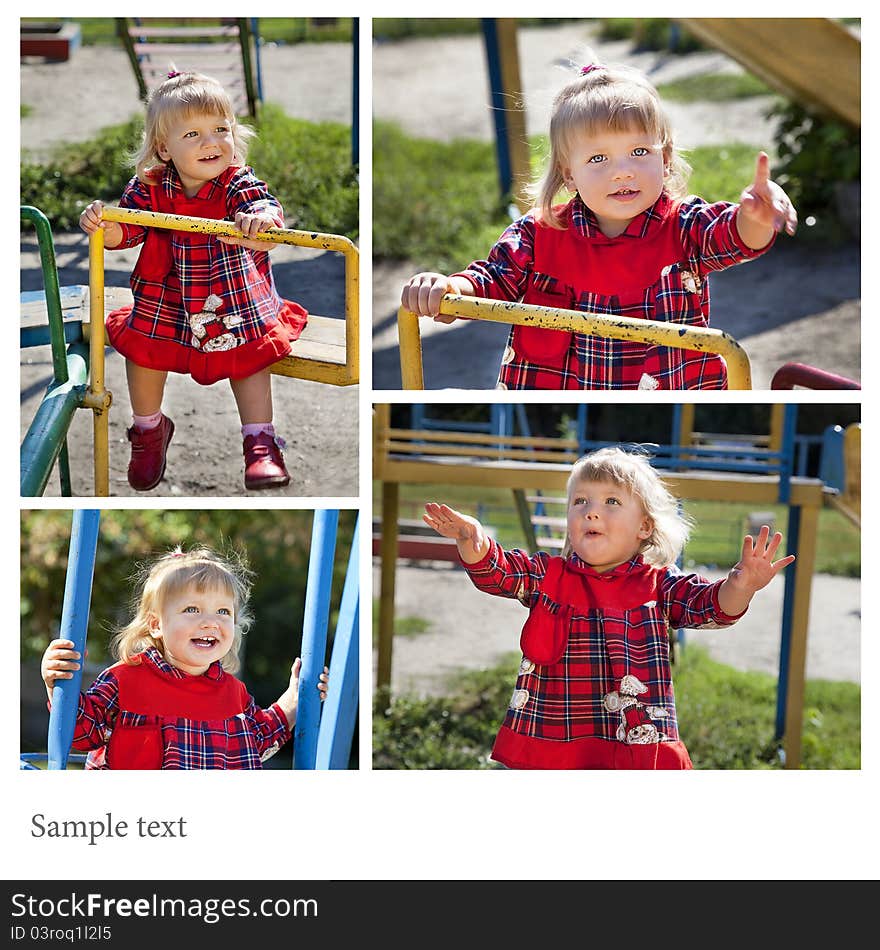 Adorable little girl having fun on a swing in summer. Adorable little girl having fun on a swing in summer