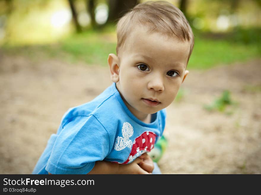 Cute baby in the forest