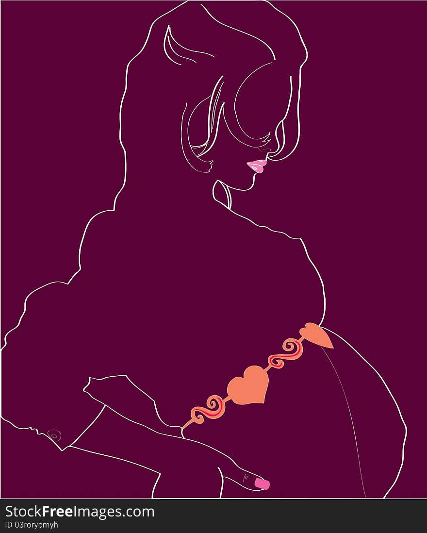 Silhouette of the beautiful pregnant girl.