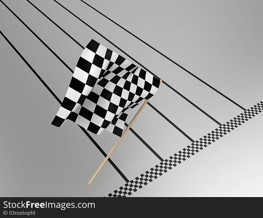Illustration of a flag for waving it on finish. Illustration of a flag for waving it on finish