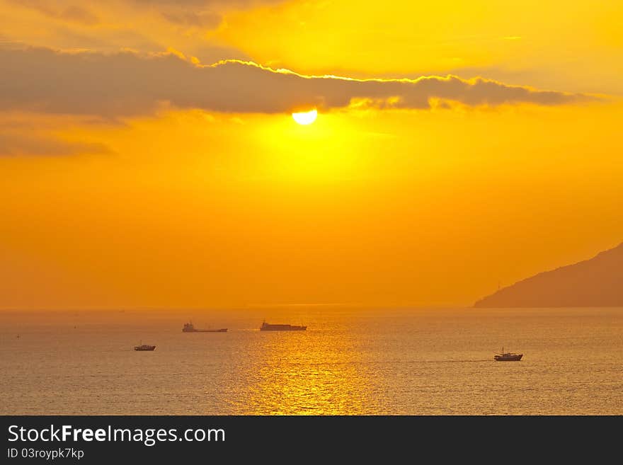 Sunset over the ocean