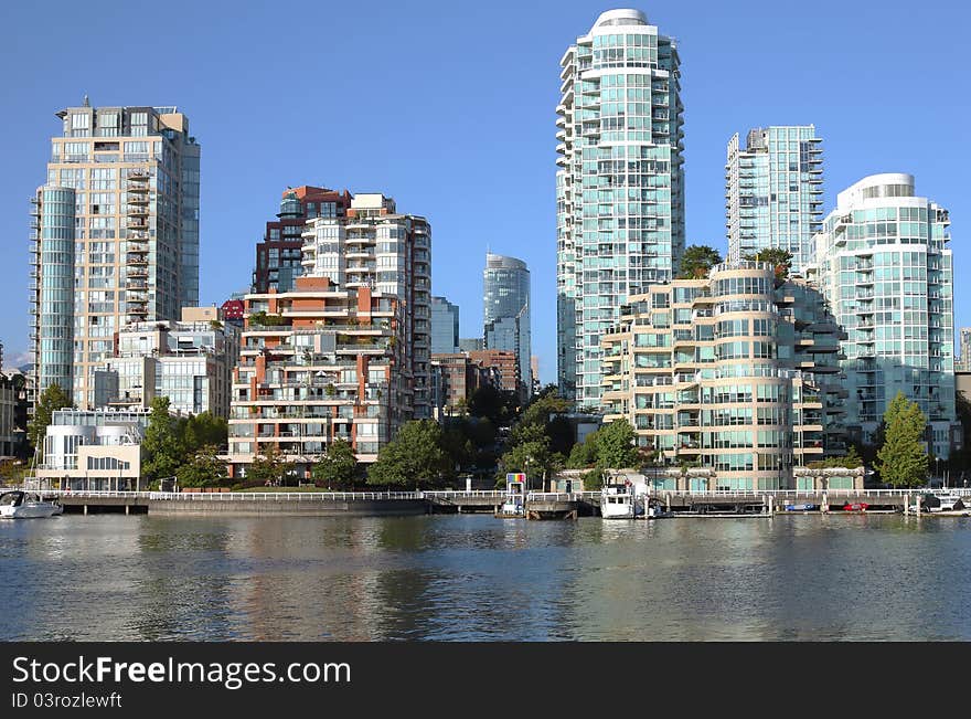 Vancouver BC downtown skyline at False creek.