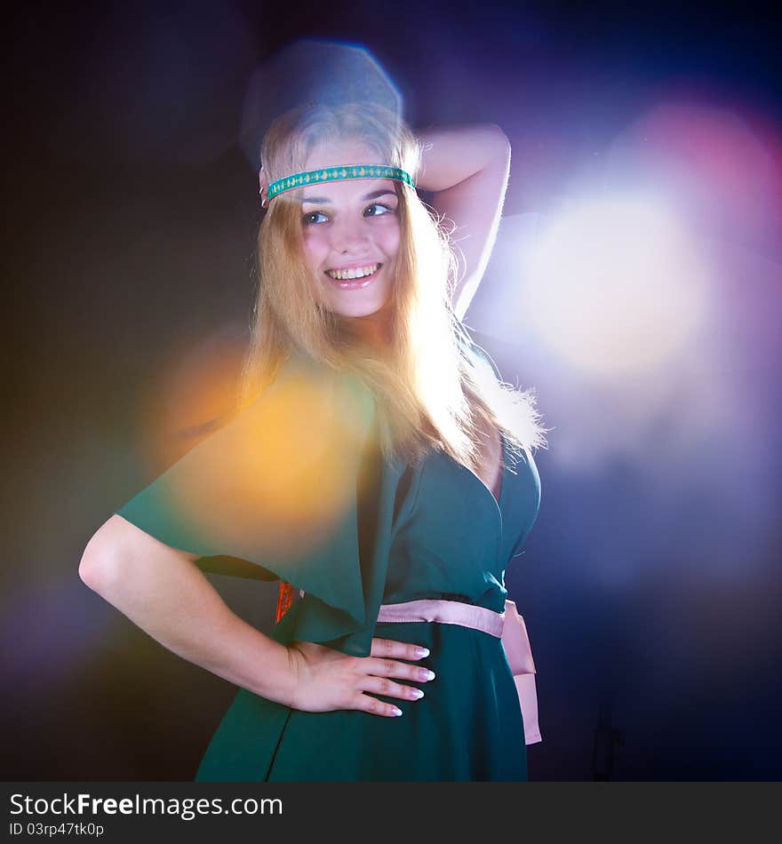 Beautiful fabulos girl in a green dress. Beautiful fabulos girl in a green dress