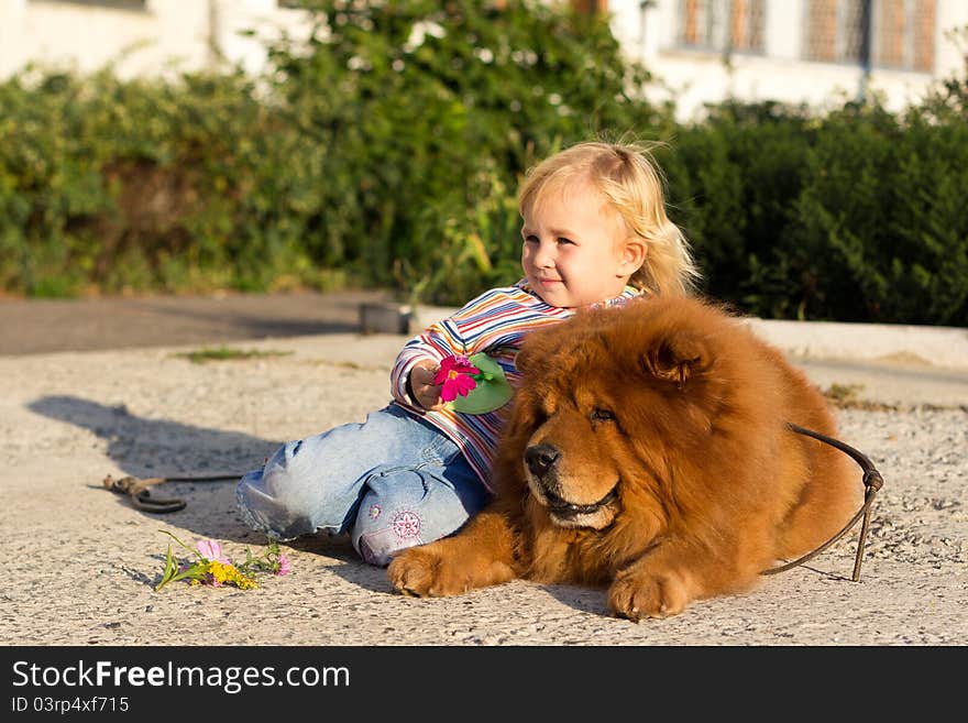 Beautiful Girl With The Dog