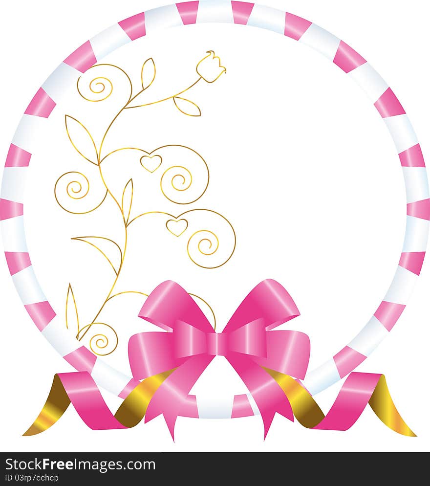 Frame with a bow and a gold flower, the vector background